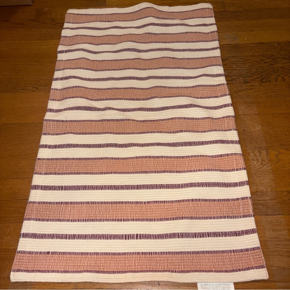 Threshold Kitchen Rug 34X20 Harvest Stripe Beige Brown Cotton Machine Wash